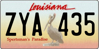 LA license plate ZYA435