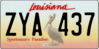 LA license plate ZYA437