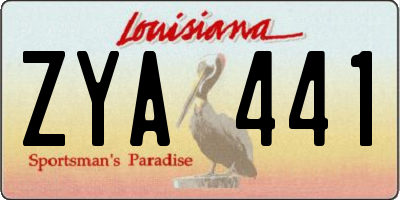 LA license plate ZYA441