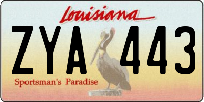 LA license plate ZYA443