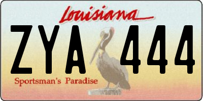 LA license plate ZYA444