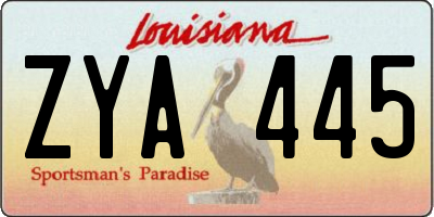 LA license plate ZYA445