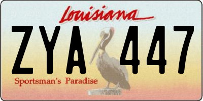 LA license plate ZYA447