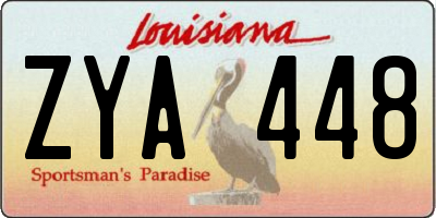LA license plate ZYA448