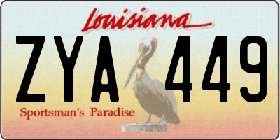 LA license plate ZYA449