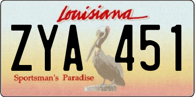 LA license plate ZYA451