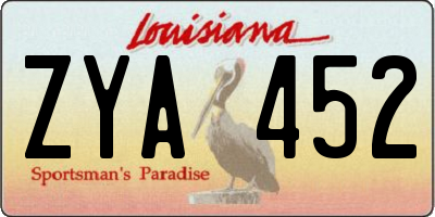 LA license plate ZYA452