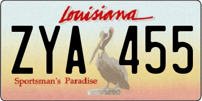 LA license plate ZYA455
