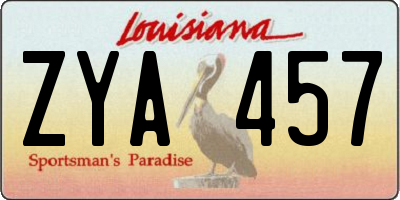 LA license plate ZYA457