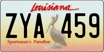 LA license plate ZYA459