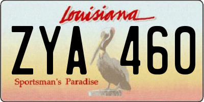 LA license plate ZYA460