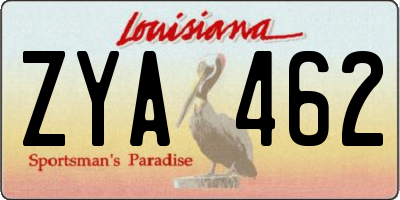 LA license plate ZYA462