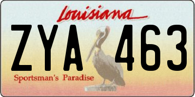 LA license plate ZYA463