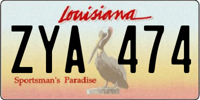 LA license plate ZYA474