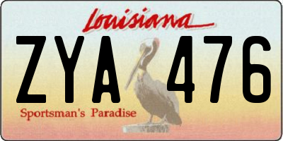 LA license plate ZYA476