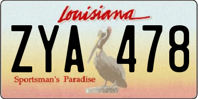 LA license plate ZYA478