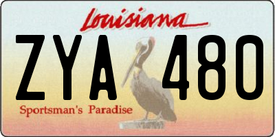 LA license plate ZYA480
