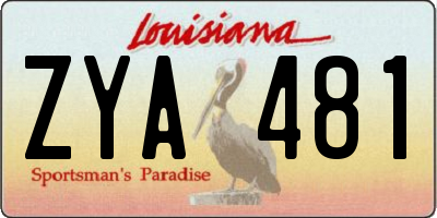 LA license plate ZYA481