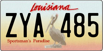 LA license plate ZYA485