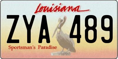 LA license plate ZYA489
