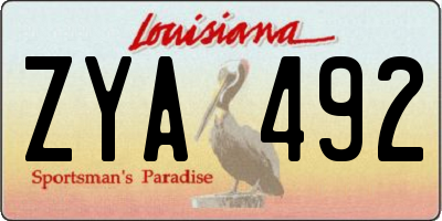 LA license plate ZYA492