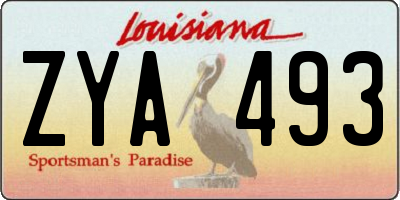 LA license plate ZYA493