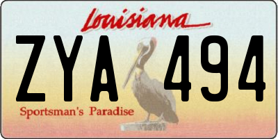 LA license plate ZYA494