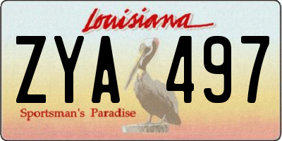 LA license plate ZYA497