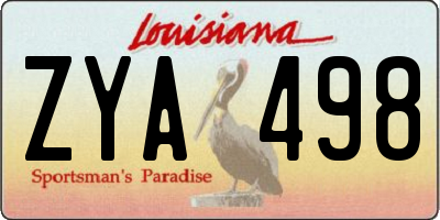 LA license plate ZYA498