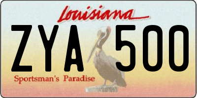 LA license plate ZYA500