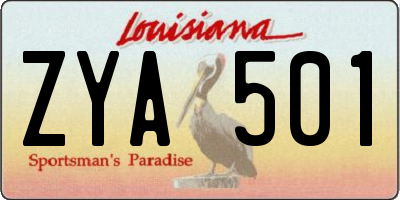 LA license plate ZYA501
