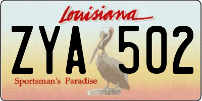 LA license plate ZYA502