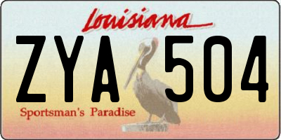 LA license plate ZYA504