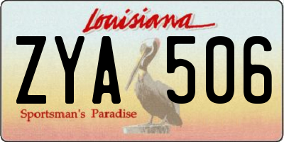 LA license plate ZYA506