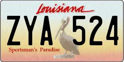 LA license plate ZYA524