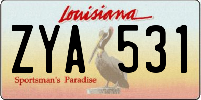 LA license plate ZYA531