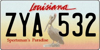 LA license plate ZYA532