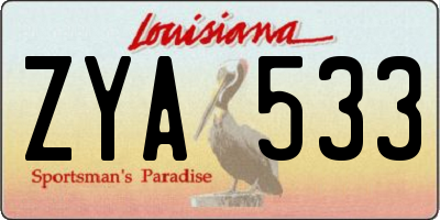 LA license plate ZYA533