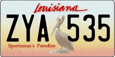 LA license plate ZYA535