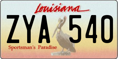 LA license plate ZYA540