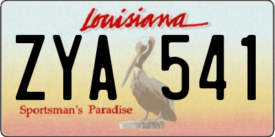 LA license plate ZYA541