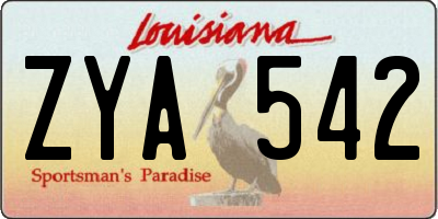 LA license plate ZYA542
