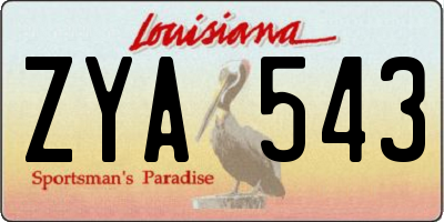 LA license plate ZYA543