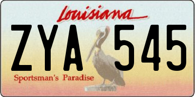 LA license plate ZYA545