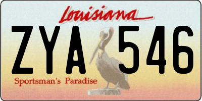 LA license plate ZYA546