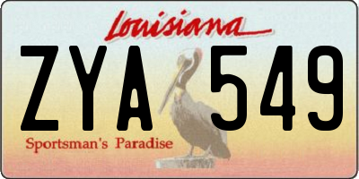 LA license plate ZYA549