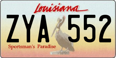 LA license plate ZYA552