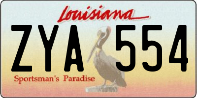 LA license plate ZYA554