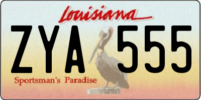 LA license plate ZYA555