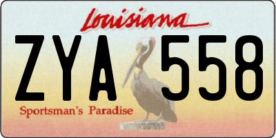 LA license plate ZYA558